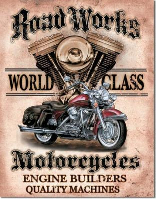 Road Works Motorcycles - Fémtábla