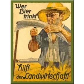   RETRO Wer Bier Trinkt Hilft Der Landwirtschaft - Magnet na chladničku