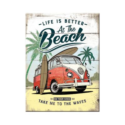  RETRO Volkswagen – VW Bulli T1 – At the Beach - Hűtőmágnes