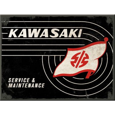  RETRO Kawasaki Tank Logo Black - Hűtőmágnes