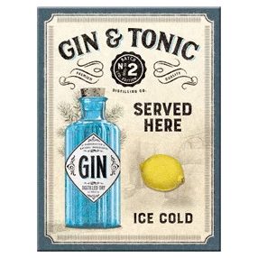 RETRO Gin Tonic - podávame tu - magnet na chladničku