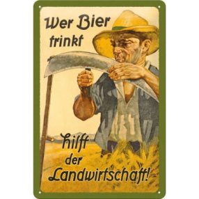RETRO Wer Bier Trinkt Plechový nápis