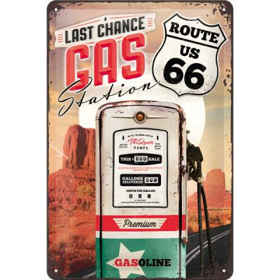 RETRO Route 66 - Plechová ceduľka Last Chance Gas