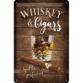 RETRO Whisky and Cigars - Plechový nápis