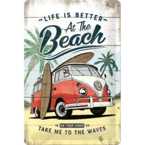   RETRO VW Bulli - Life Is Better At The Beach Plechový nápis