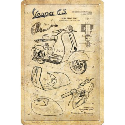 RETRO Vespa Grand Sport 1955 Fémtábla