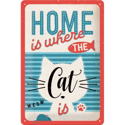 RETRO HOME Is Where The Cat Is Fémtábla