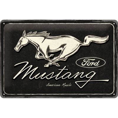 RETRO Ford Mustang - Horse Logo Black Fémtábla 