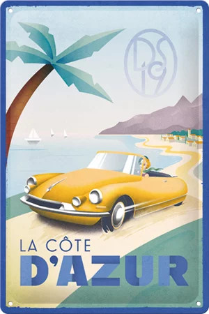 RETRO CITROEN  DS 19 – La Cote D'Azur – Fémtábla
