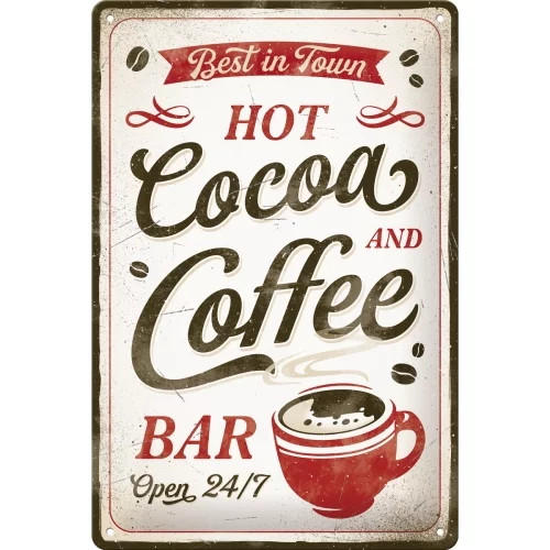 RETRO Hot Cacao & Coffee – Fémtábla.