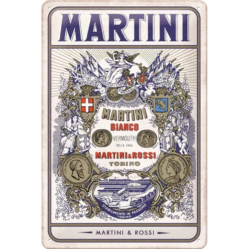 RETRO Martini – Bianco Vermouth Label - Fémtábla