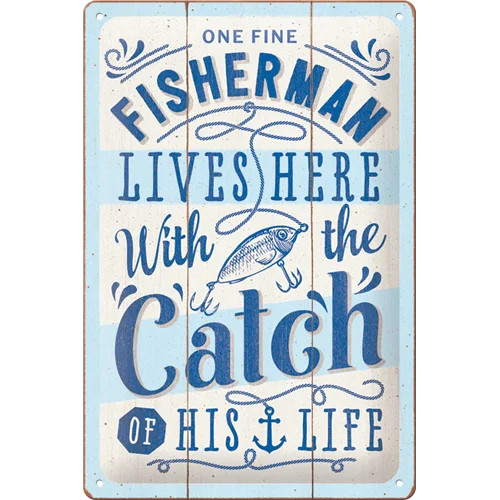 RETRO Fisherman catch – Fémtábla