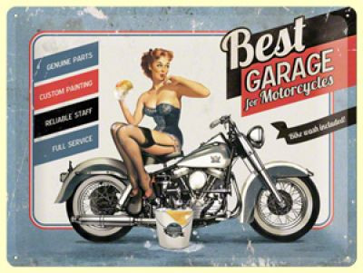 RETRO Best Garage For Motorcycles Fémtábla