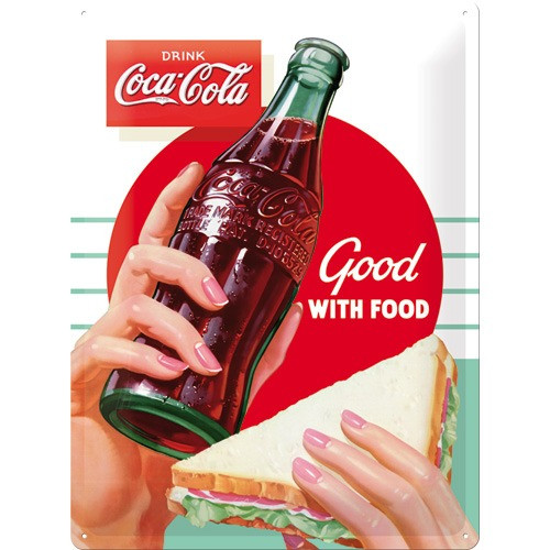 RETRO Coca Cola Good with Food - Fémtábla