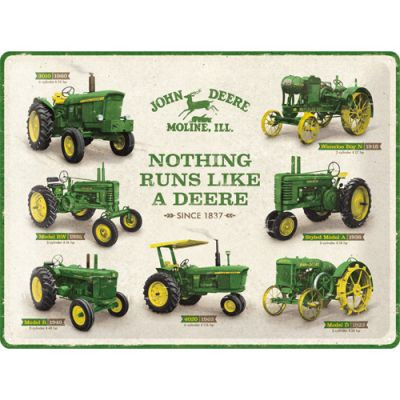 RETRO plechová ceduľka John Deere - Nič nebeží ako jeleň