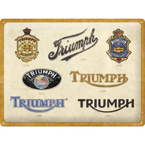 RETRO Triumph - Logos von 1902 bis 2013 - Kovová platňa