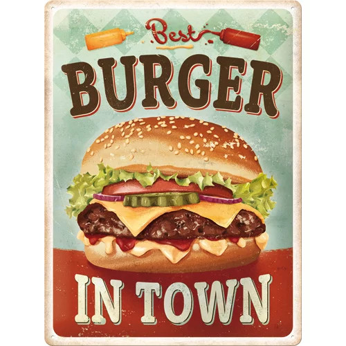 RETRO Best Burger in Town – Fémtábla