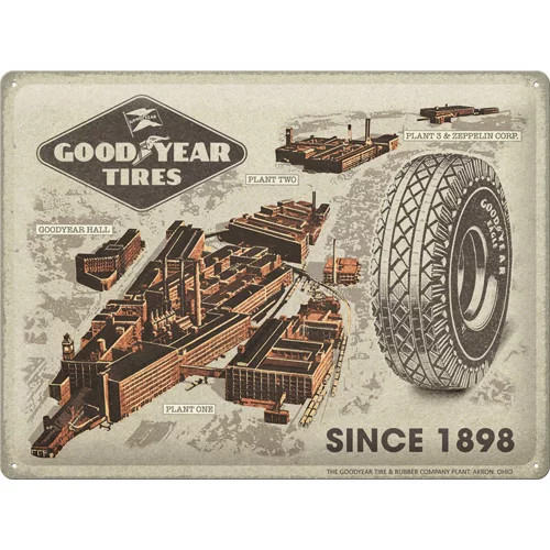 RETRO - Goodyear – Factories since 1898 - Fémtábla