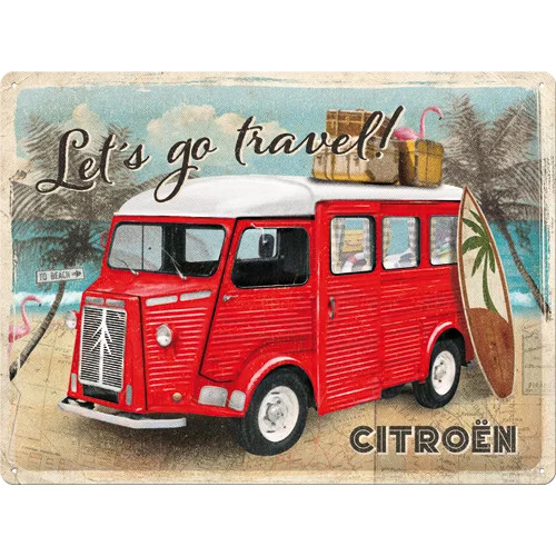 RETRO Citroen Type H – Let's go Travel – Fémtábla