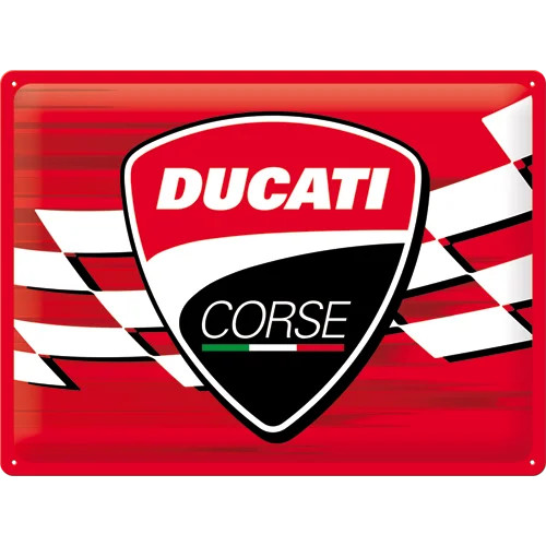 RETRO Ducati Corse – Logo Racing Flag – Fémtábla