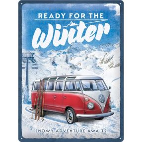 RETRO VW Bulli – Ready for the Winter – Fémtábla