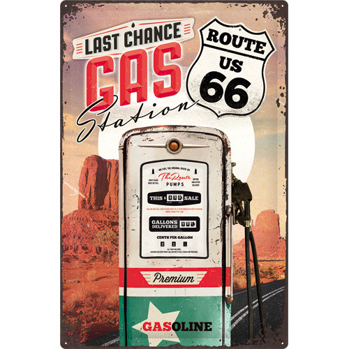 RETRO Route 66 Last Chance Gas Fémtábla