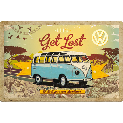 RETRO VW Bulli Let's Get Lost Fémtábla