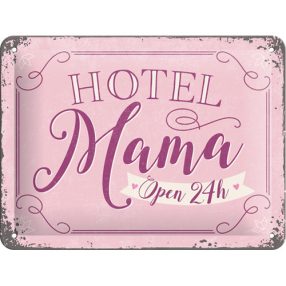 RETRO Hotel Mama - Otvorené 24h - Plechový nápis