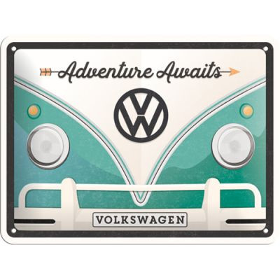 RETRO Volkswagen – VW Bulli T1 – Adventure Awaits – Fémtábla