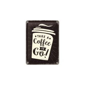 RETRO Take A Coffee To Go - Plechový nápis