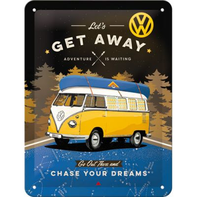 RETRO Volkswagen Bulli T1 - Get Away - Fémtábla