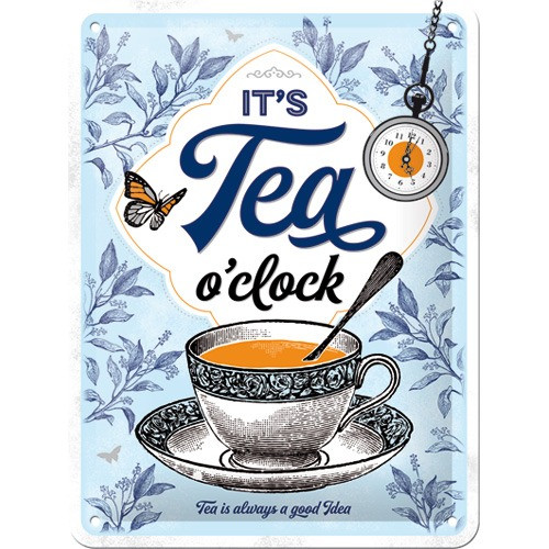 RETRO It's Tea O'Clock - Kovová plaketa