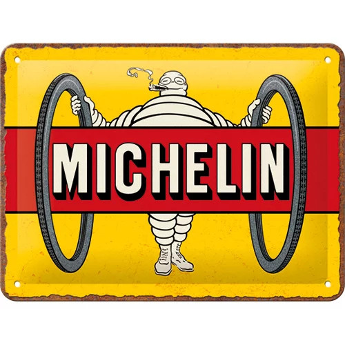RETRO - Michelin – Tyres Bibendum Yellow – Fémtábla