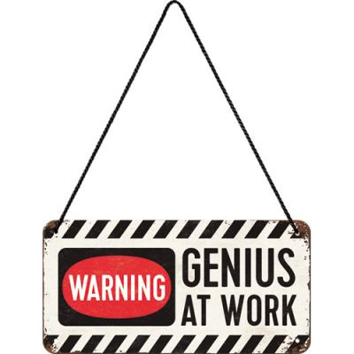 Warning - Genius At Work  - Fémtábla