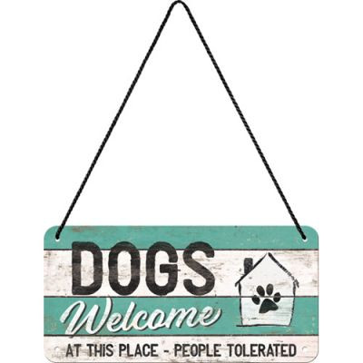 RETRO Dogs Welcome  - Fémtábla