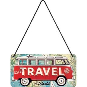  RETRO VW BULLI SAMBA  - Let's Travel  The World - Fémtábla