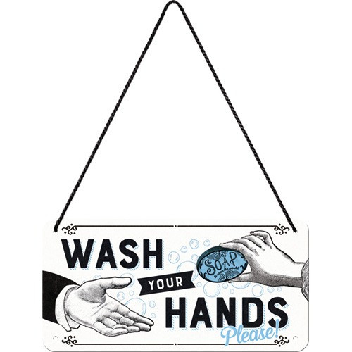 RETRO Wash Your Hands - Plechový nápis