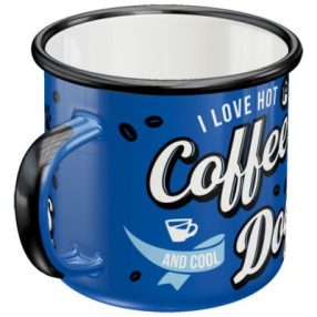 RETRO Kovový hrnček na kávu a psy