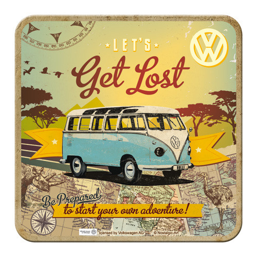  RETRO VW Bulli - Let's Get Lost -  Poháralátét