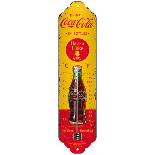 RETRO Coca - Cola Yellow - Fém Hőmérő
