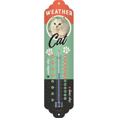 RETRO Weather Cat Fém Hőmérő