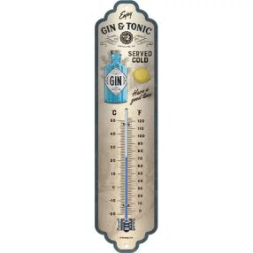 RETRO Gin & Tonic podávané za studena - kovový teplomer