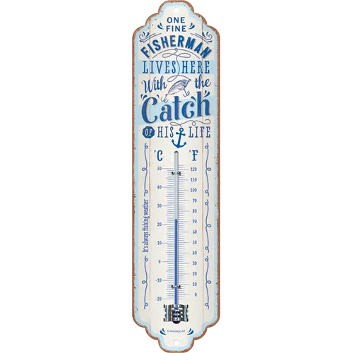 RETRO Fisherman Catch – Fém hőmérő