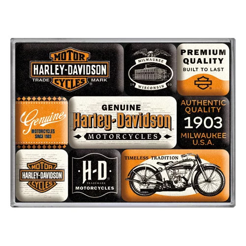 RETRO Harley-Davidson – Genuine Motorcycles – Mágnes szett