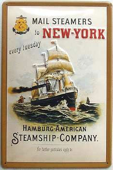 Mail-Steamers New York – Hamburg-American Steamship Company - Fémtábla