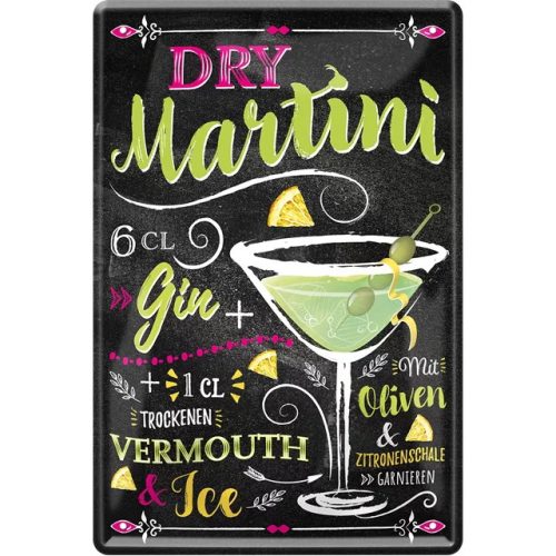 Dry Martini - Cocktail -  RETRO Fémtábla