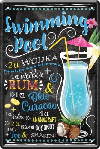 RETRO Swimming Pool - Cocktail RETRO Fémtábla