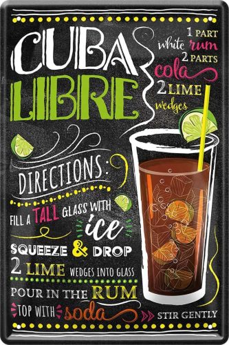 RETRO Cuba Libre Cocktail Fémtábla