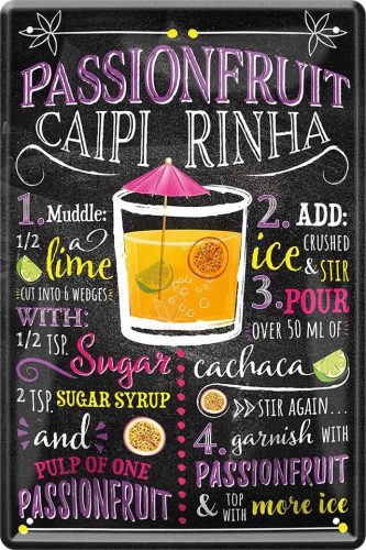 RETRO Passionsfruit CAIPIRINHA – Cocktail Fémtábla